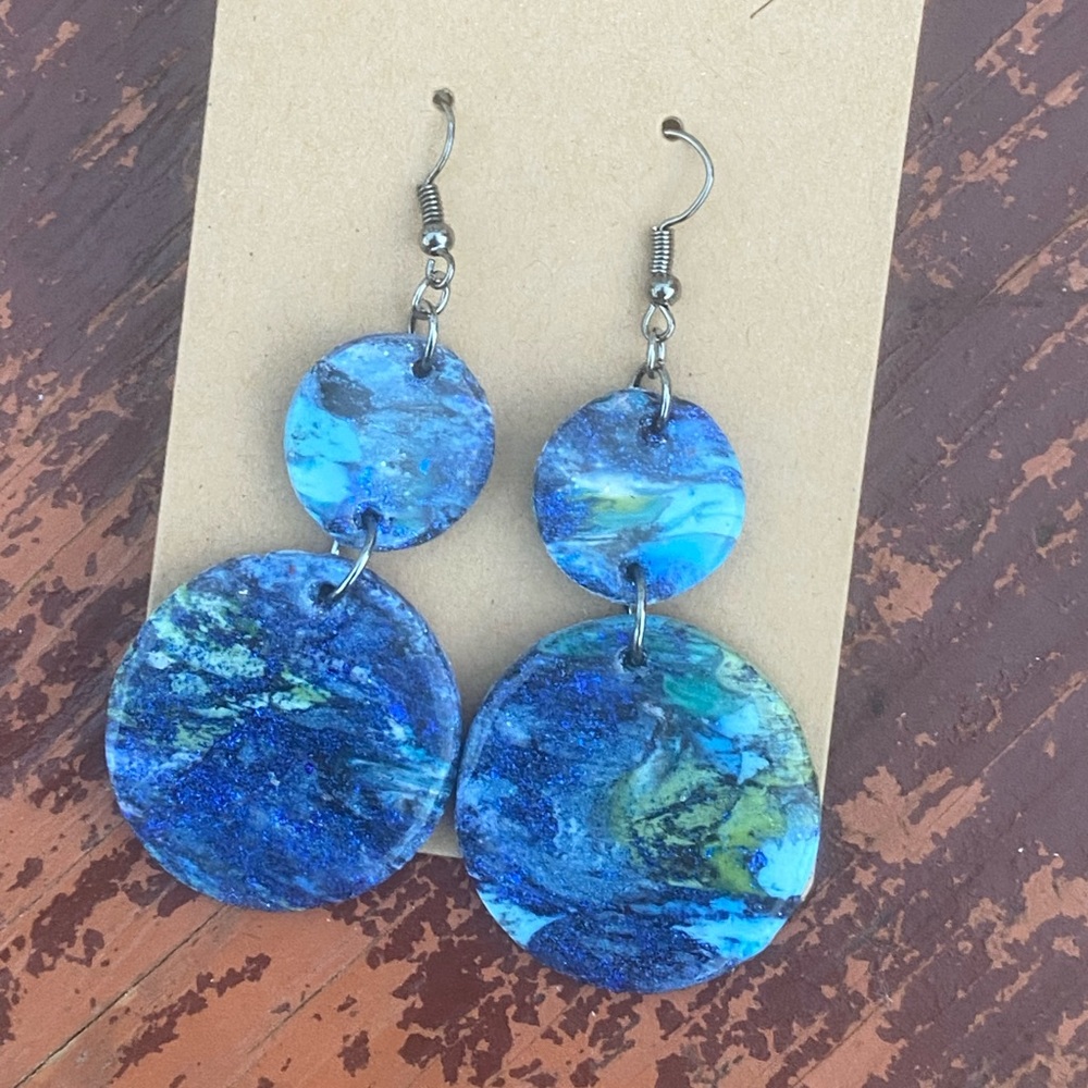 Marbled polymer clay earrings
